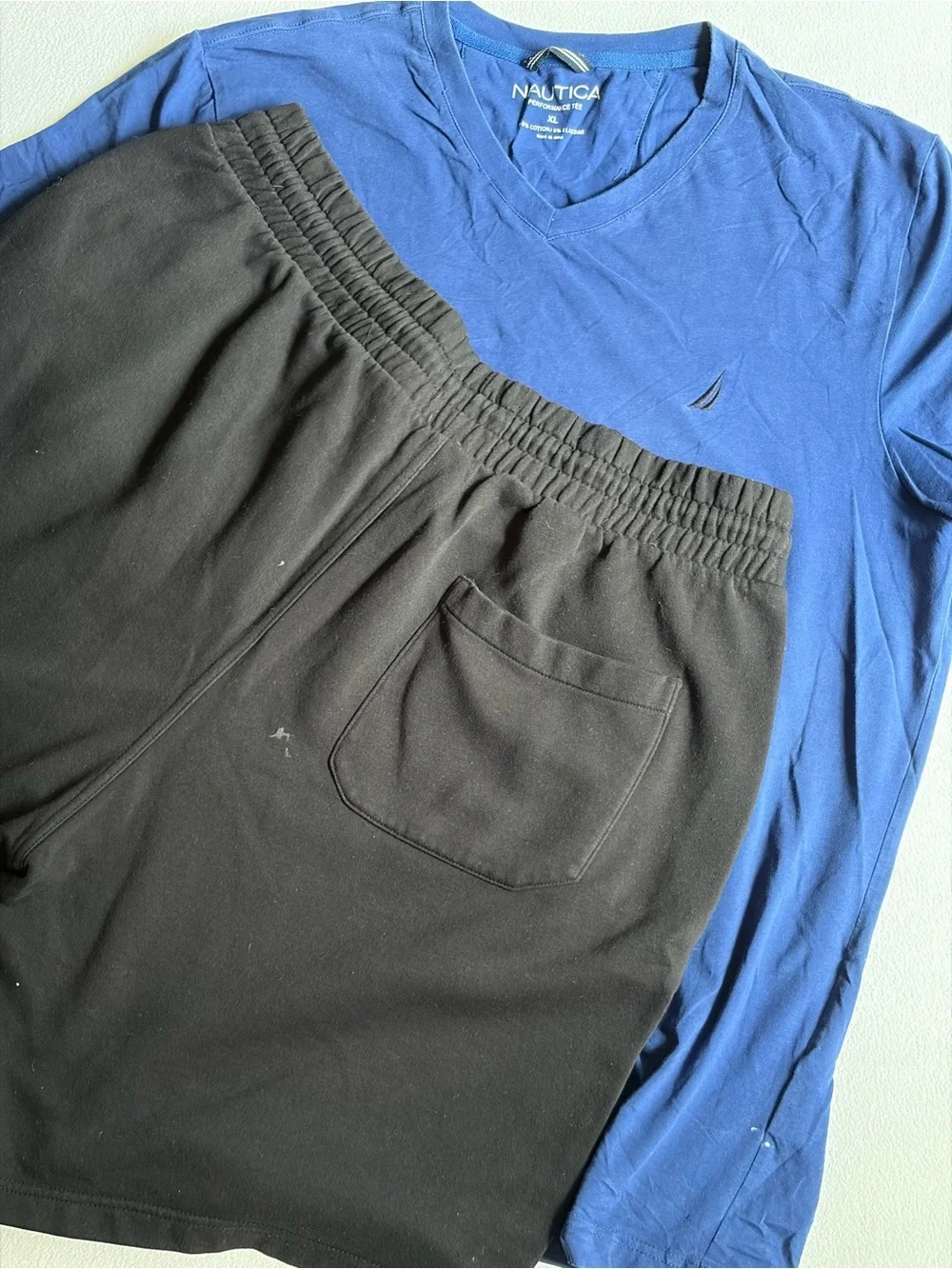 Nautica Performance Tee XL H&M Lounge Shorts XL Men’s Outfit Bundle Blue Black